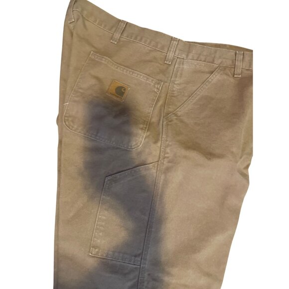 Carhartt Mens Brown Thrashed Work Pants 42x32 Durable 100% Cotton Relaxed Fit - Picture 2 of 8
